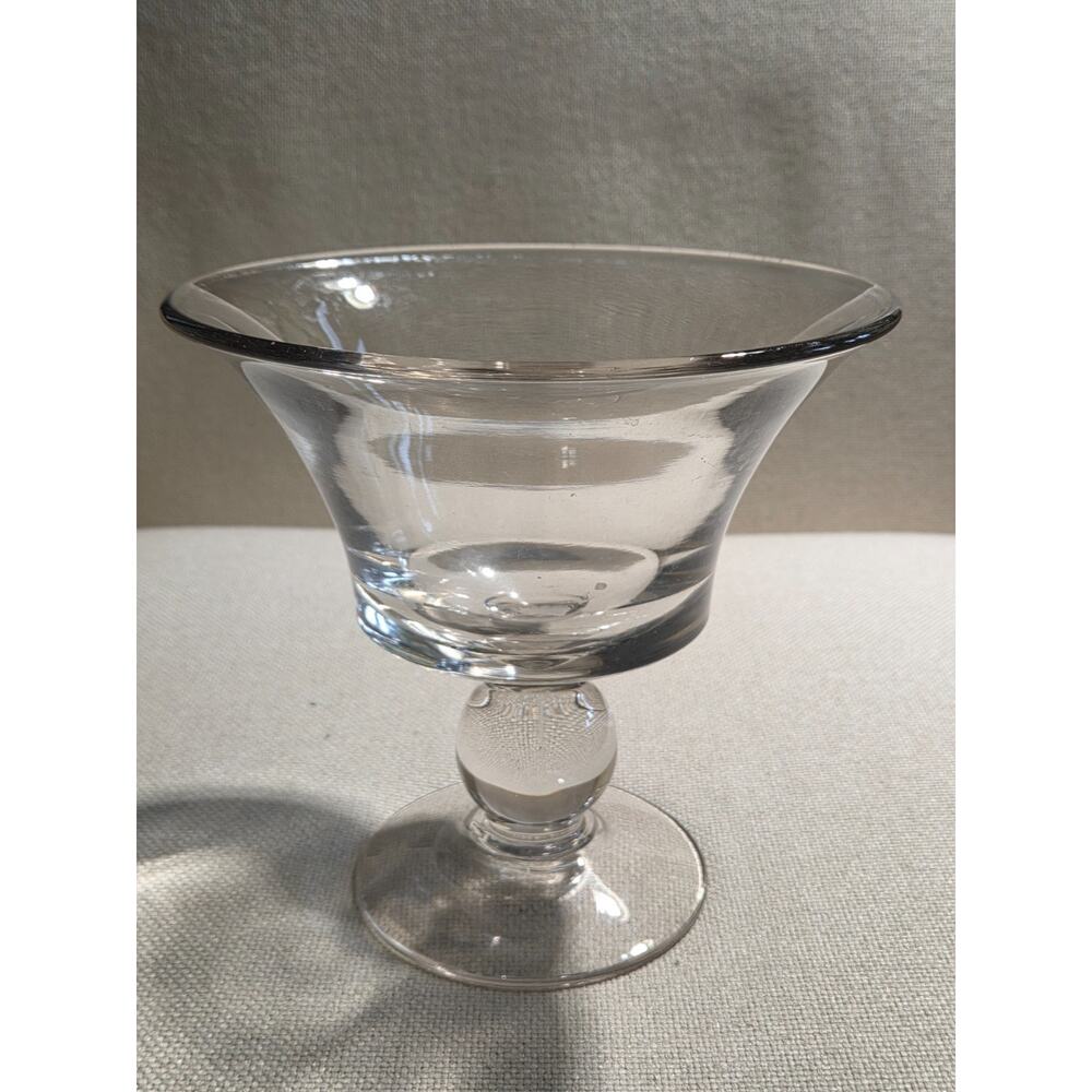 Simon Pearce Hartland Style Handblown Compote Bowl 7" Clear Manganese UV Glow